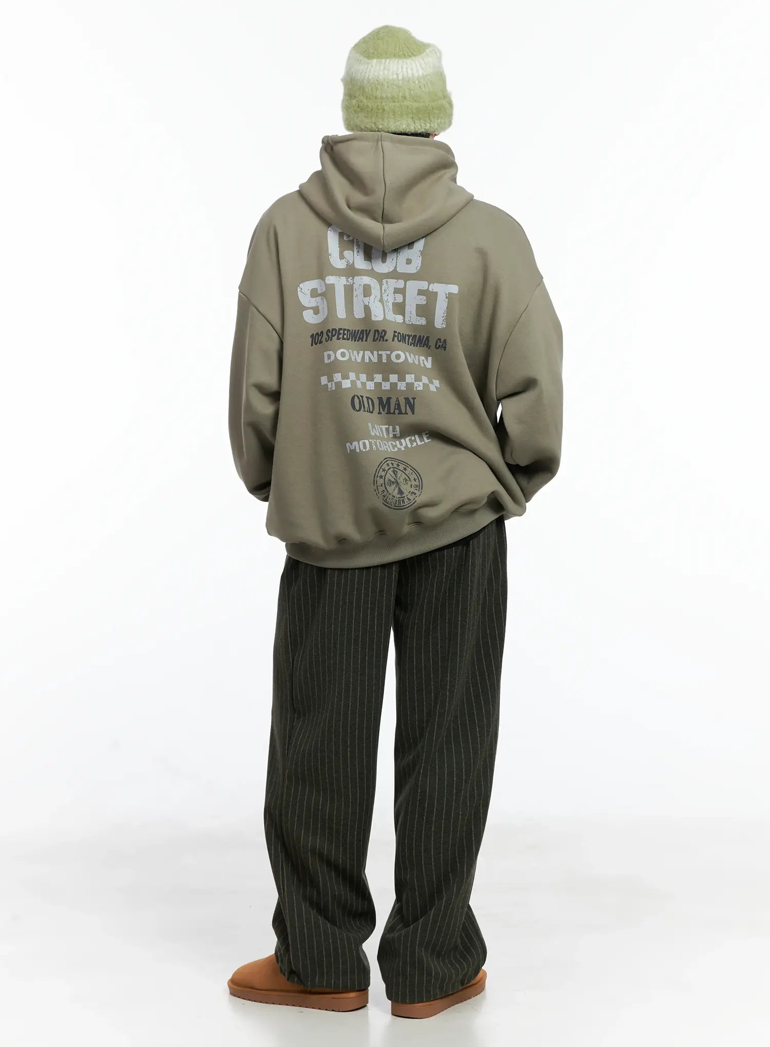 Men's Stripe Wide Leg Pants (Dark Green) IN518 - Image 9
