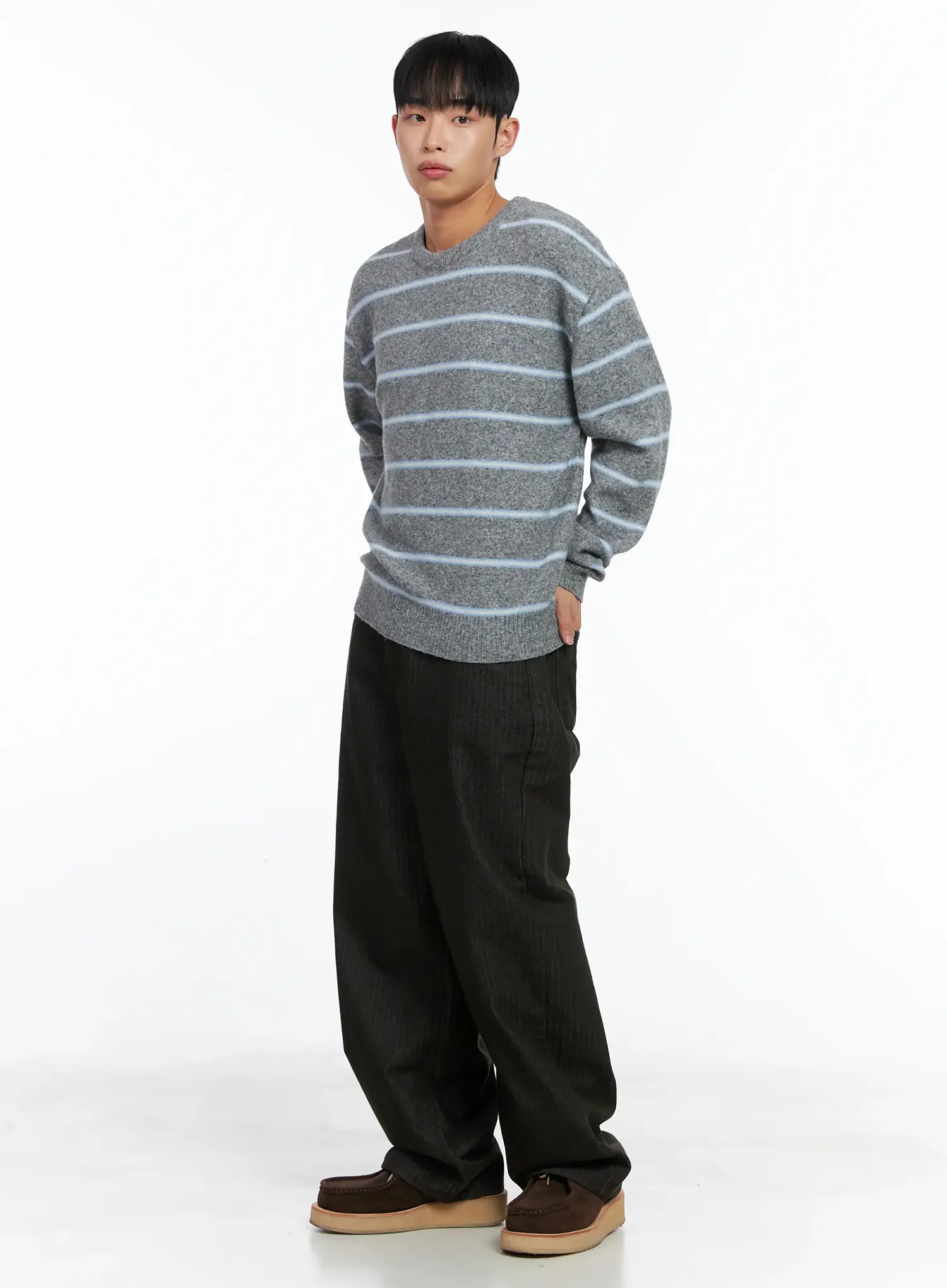 Men's Striped Knit Sweater IN518 - Image 8