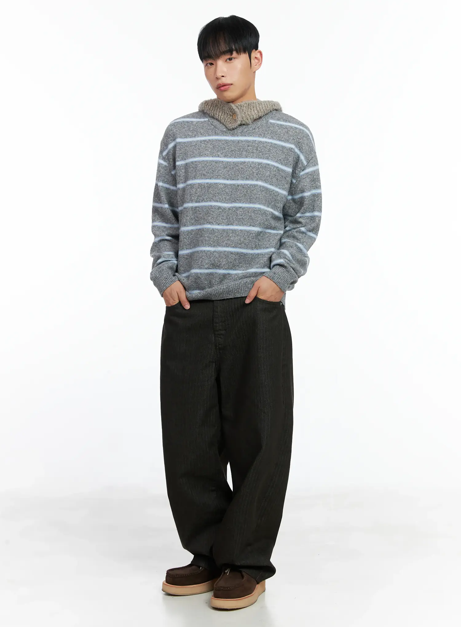Men's Striped Knit Sweater IN518 - Image 9