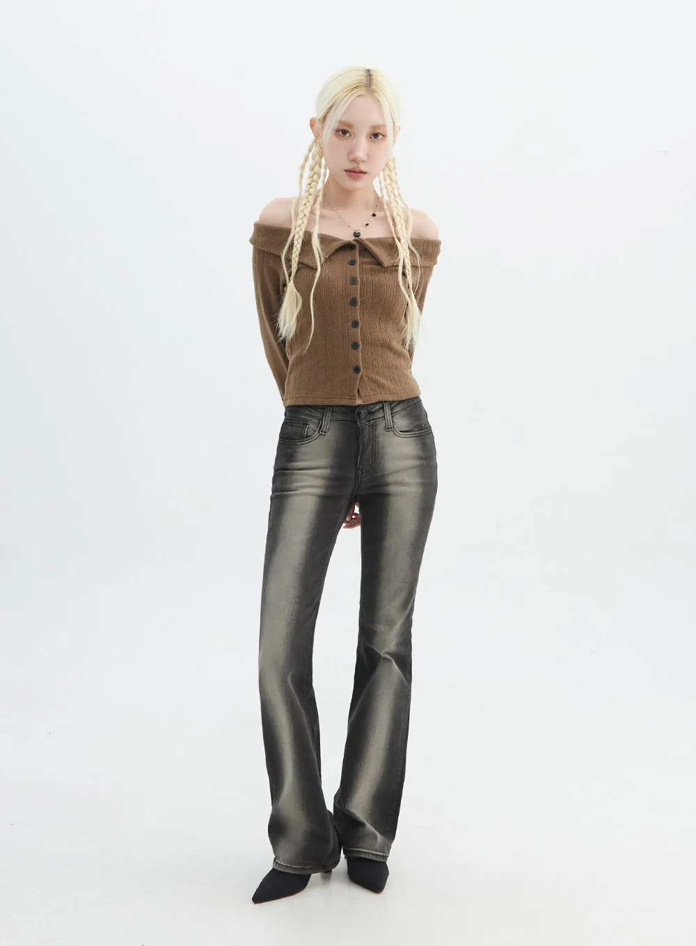 Off Shoulder Knit Top IN327 - Image 3