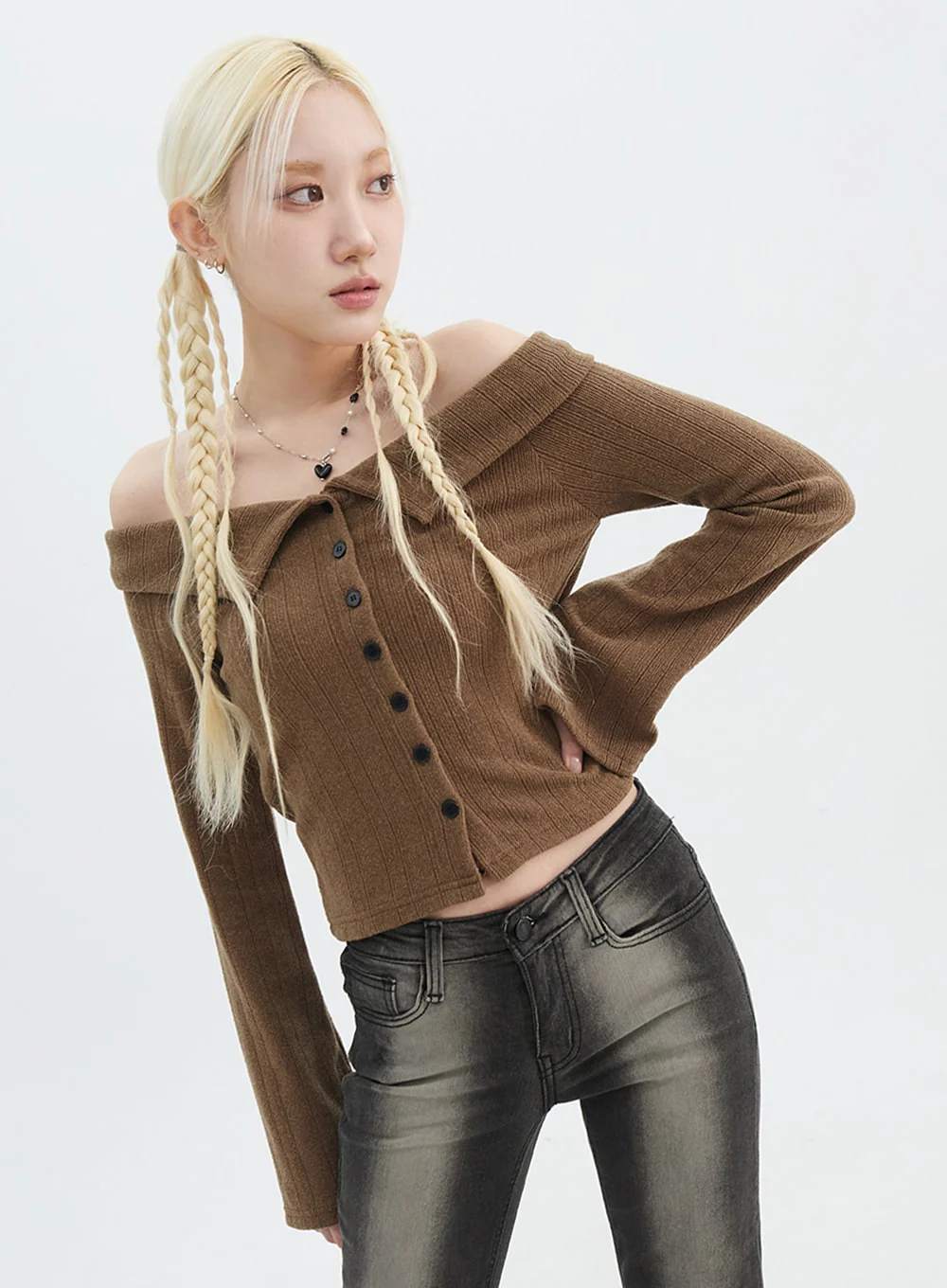 Off Shoulder Knit Top IN327 - Image 5