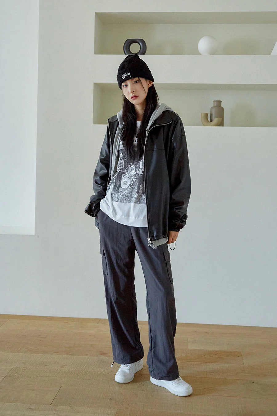 Relaxed Fit Faux Leather Jacket J24 - Image 12