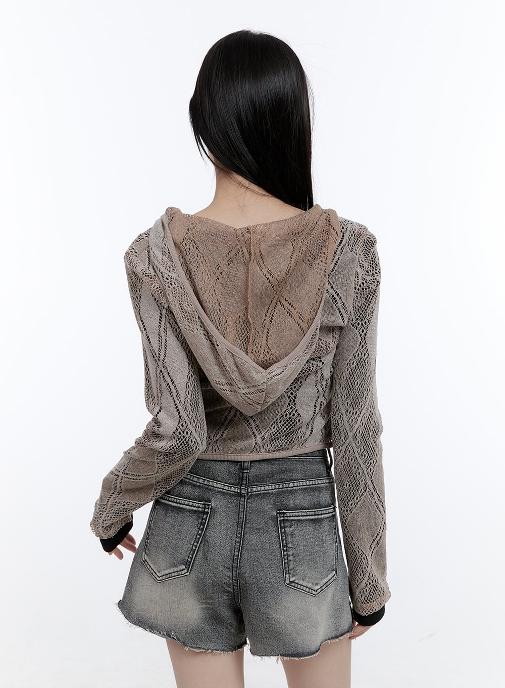 Sheer Lace Hook Hooded Cardigan CG413 - Image 7