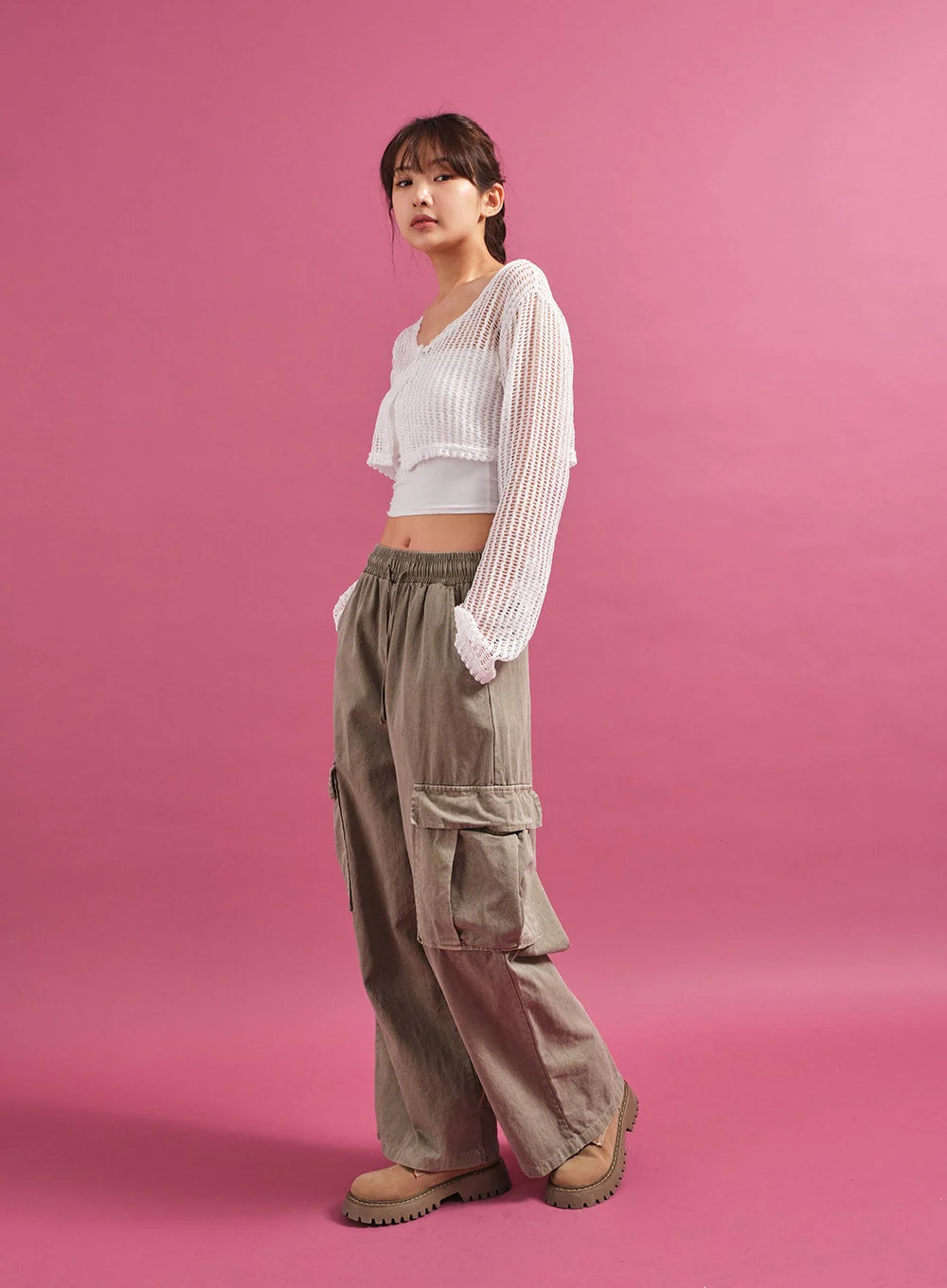 Sheer Mesh Crop Cardigan CY17 - Image 11