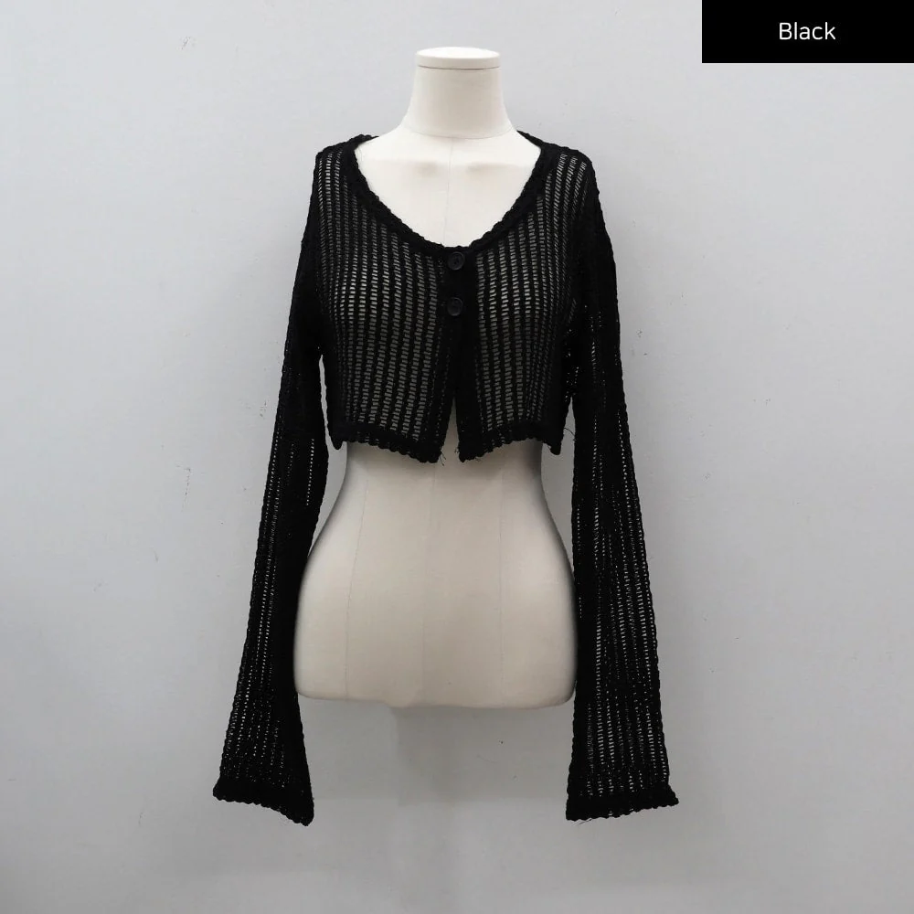 Sheer Mesh Crop Cardigan CY17 - Image 14