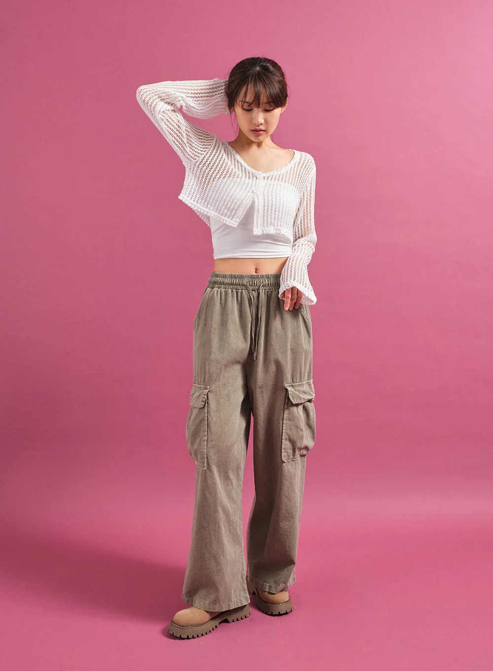 Sheer Mesh Crop Cardigan CY17 - Image 5