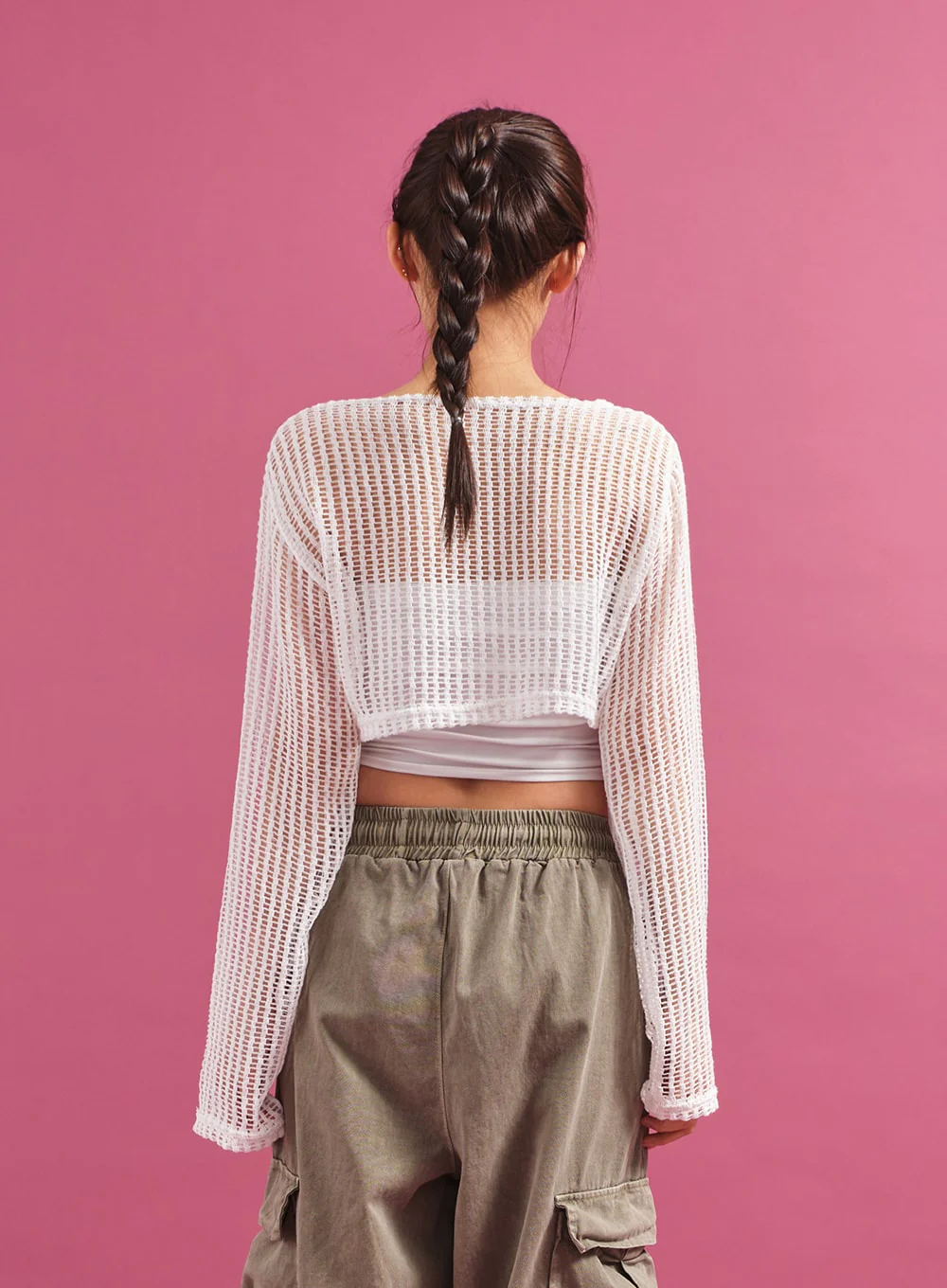 Sheer Mesh Crop Cardigan CY17 - Image 6