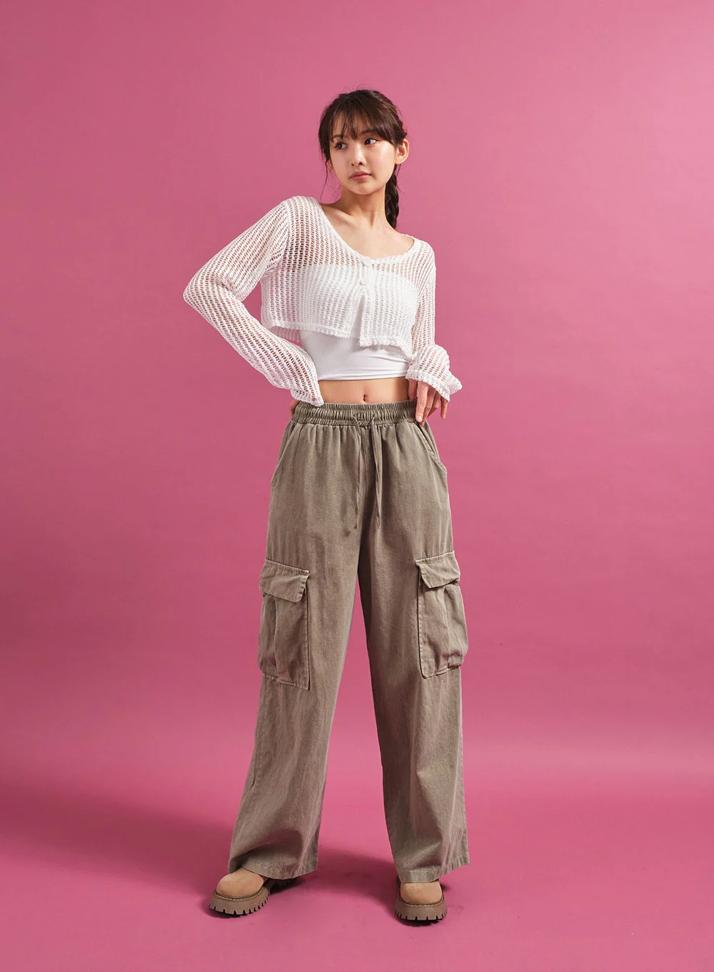 Sheer Mesh Crop Cardigan CY17 - Image 8