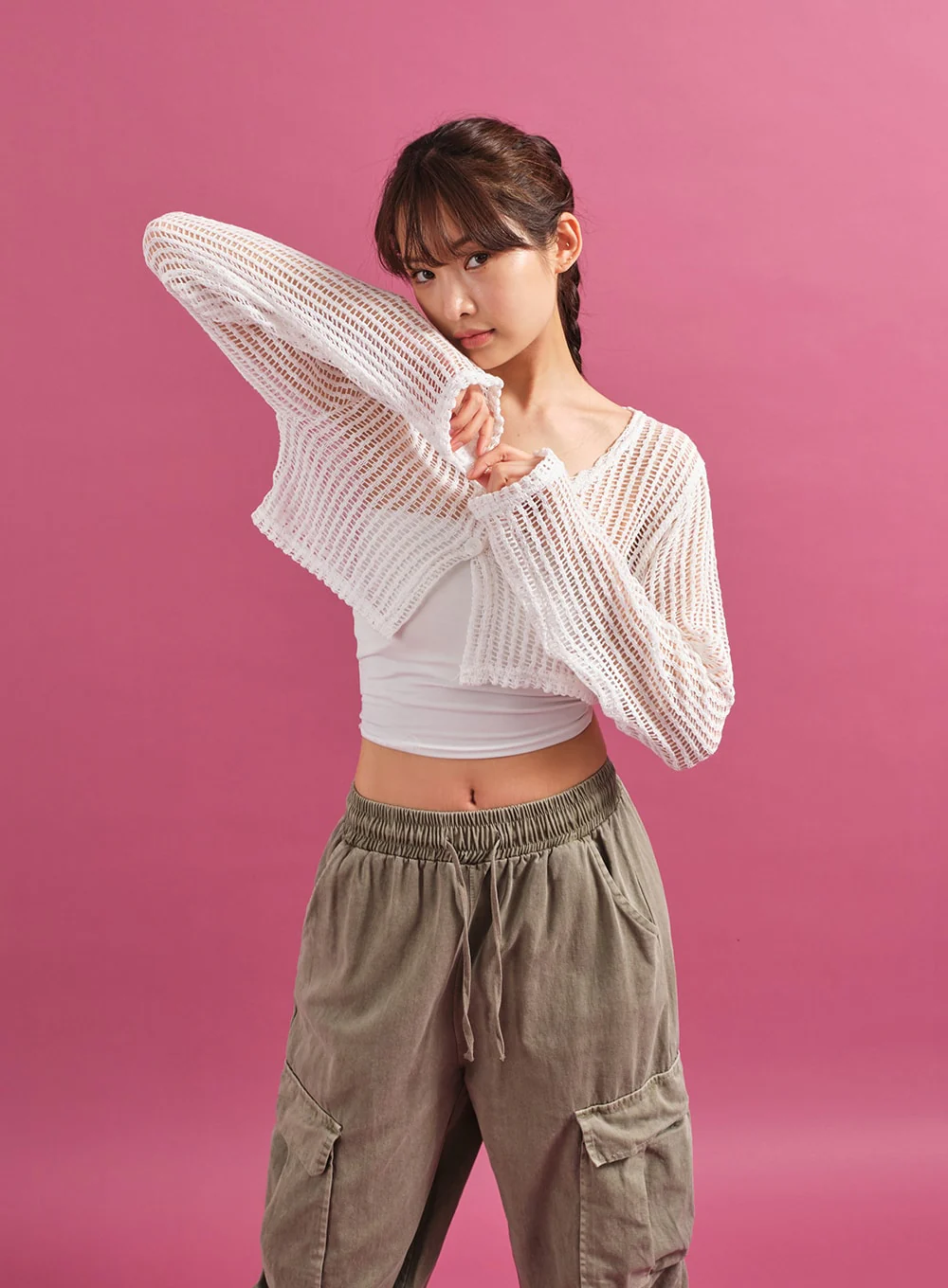 Sheer Mesh Crop Cardigan CY17 - Image 9
