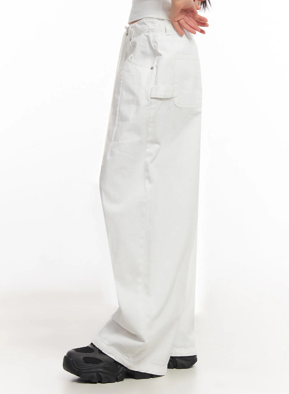 Solid Cotton Wide-Fit Pants IA528 - Image 10