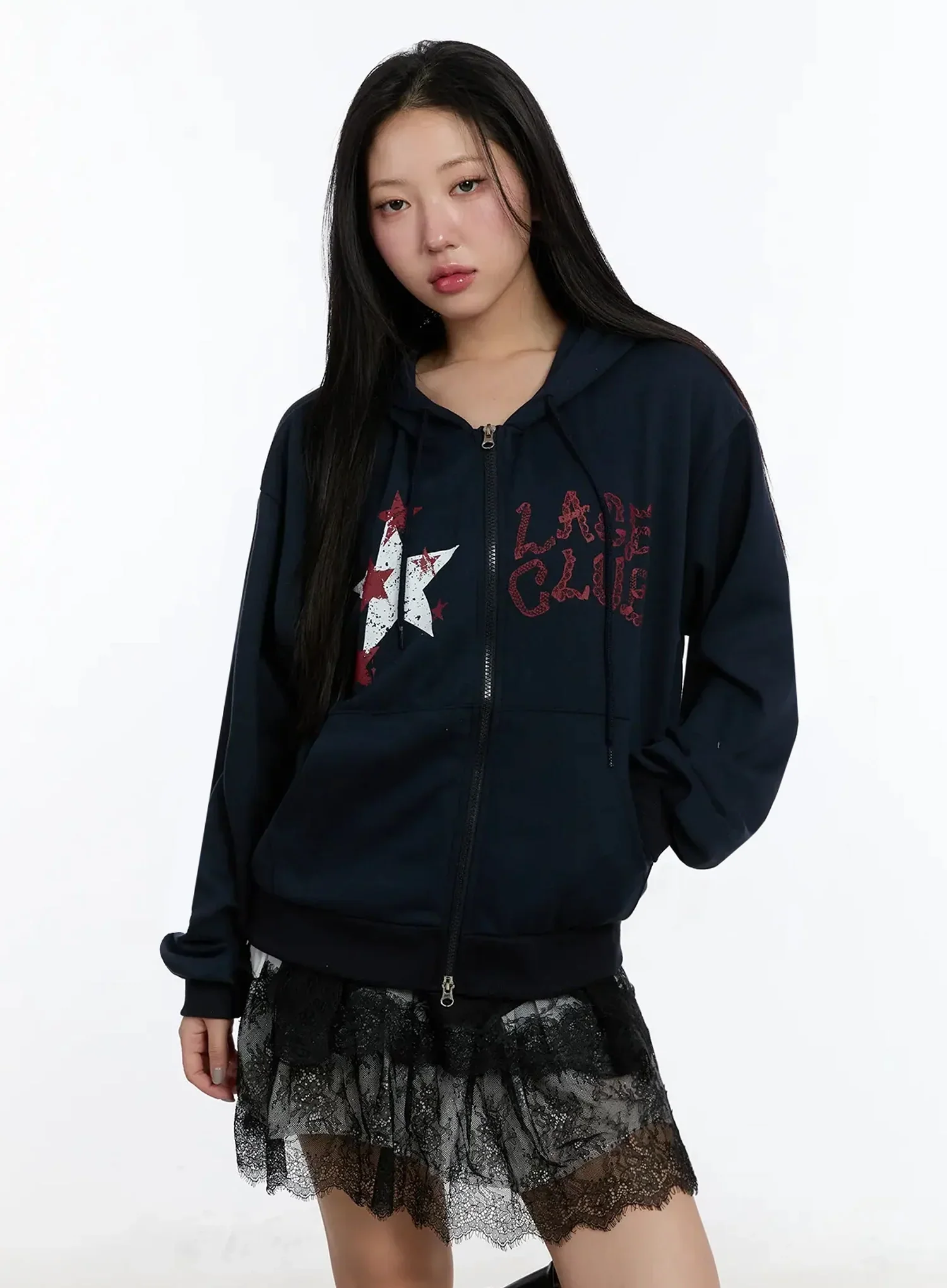 Star Lettering Zip-Up Hoodie IM509 - Image 16