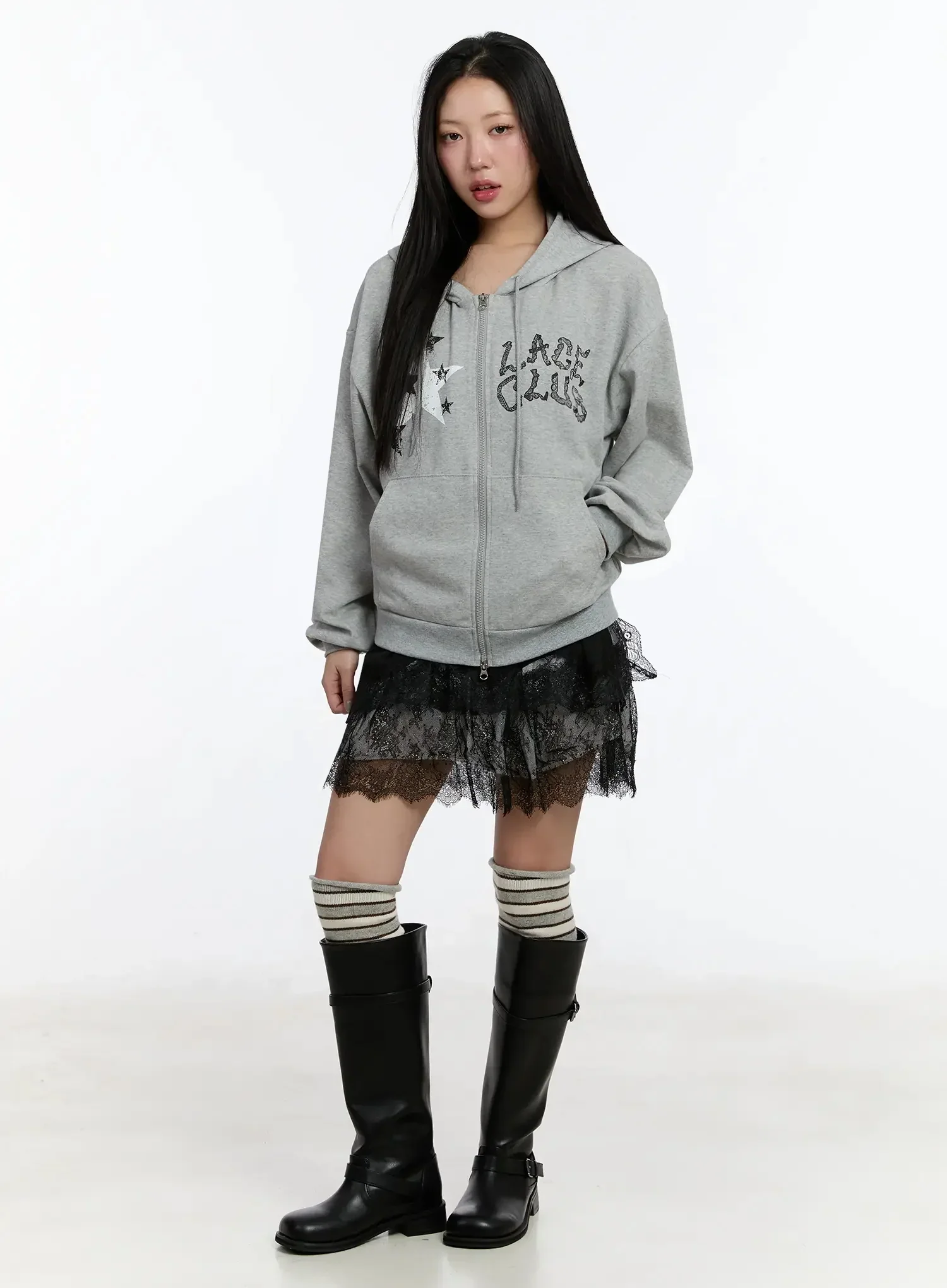 Star Lettering Zip-Up Hoodie IM509 - Image 7