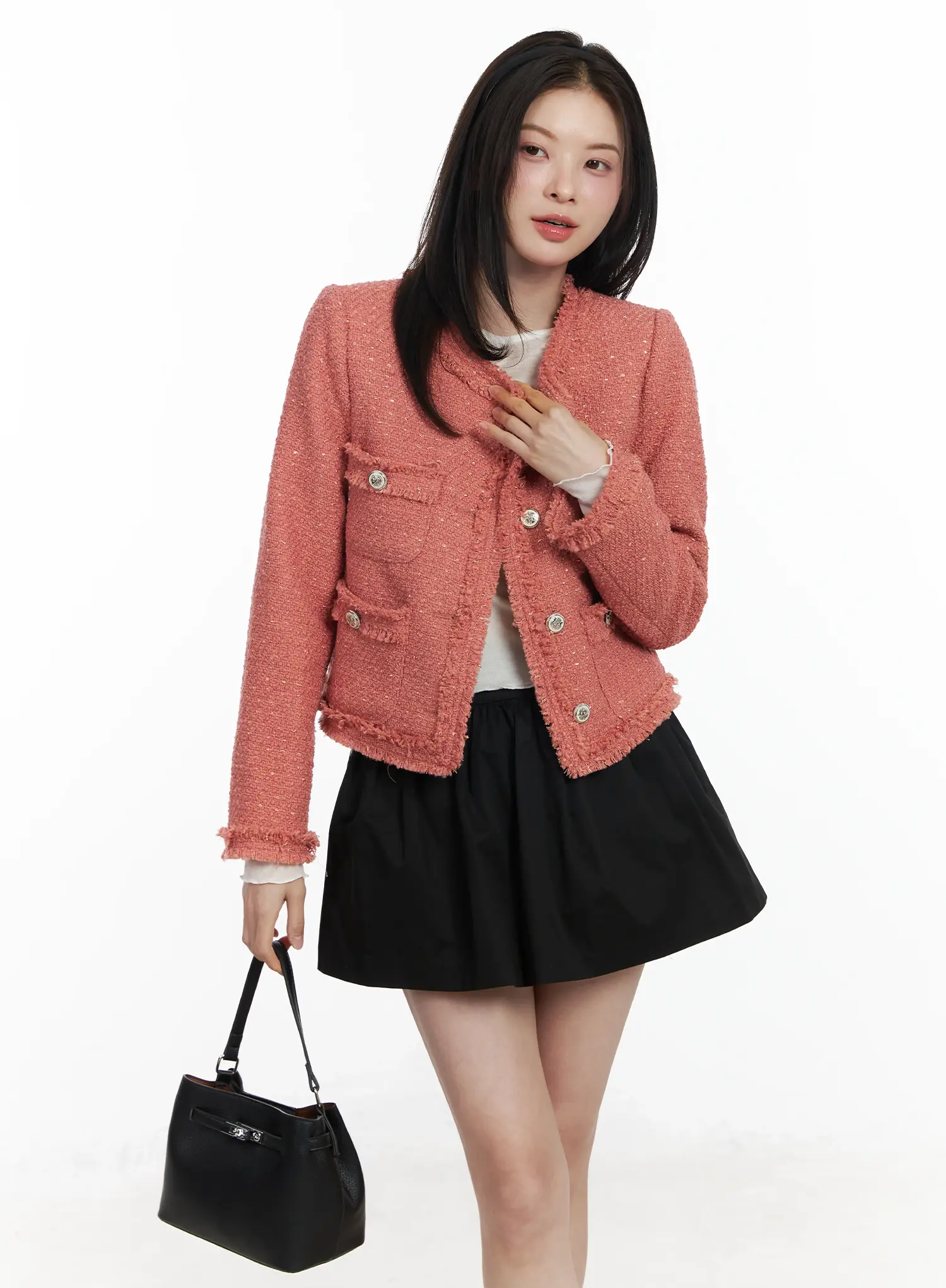 Tweed Buttoned Jacket IF524 - Image 8