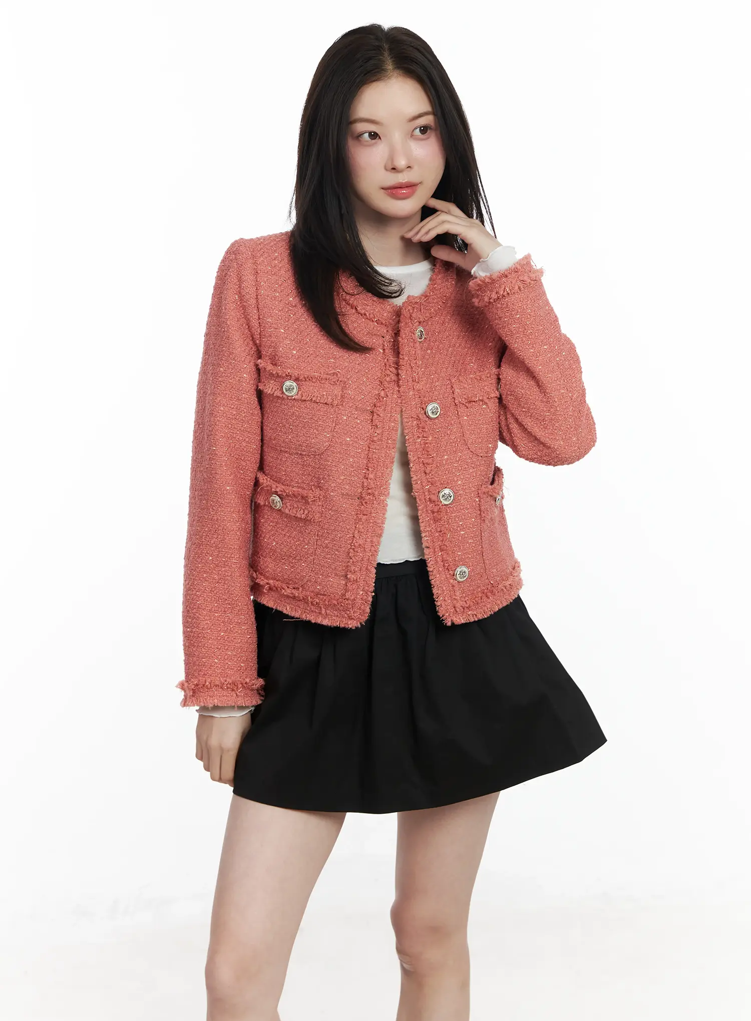 Tweed Buttoned Jacket IF524 - Image 9