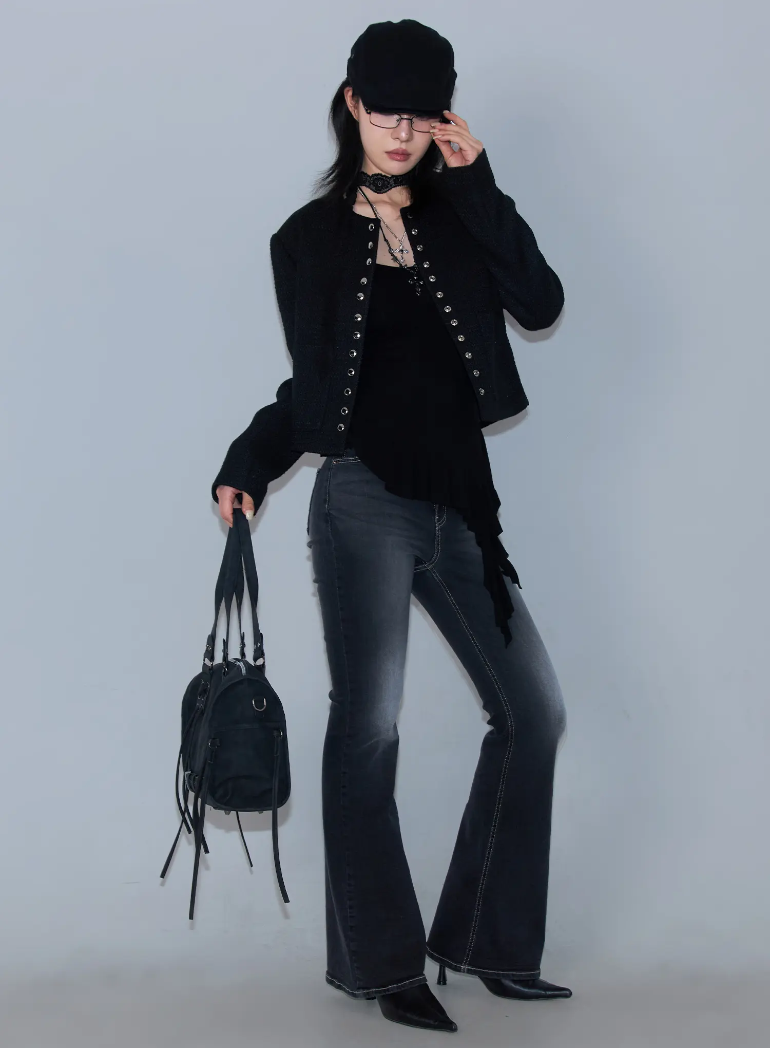 Tweed Snap Button Jacket CF527 - Image 12