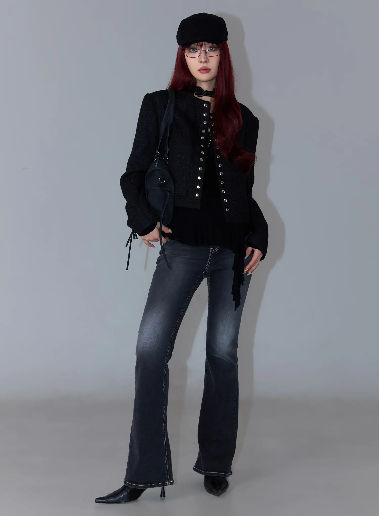 Tweed Snap Button Jacket CF527 - Image 3