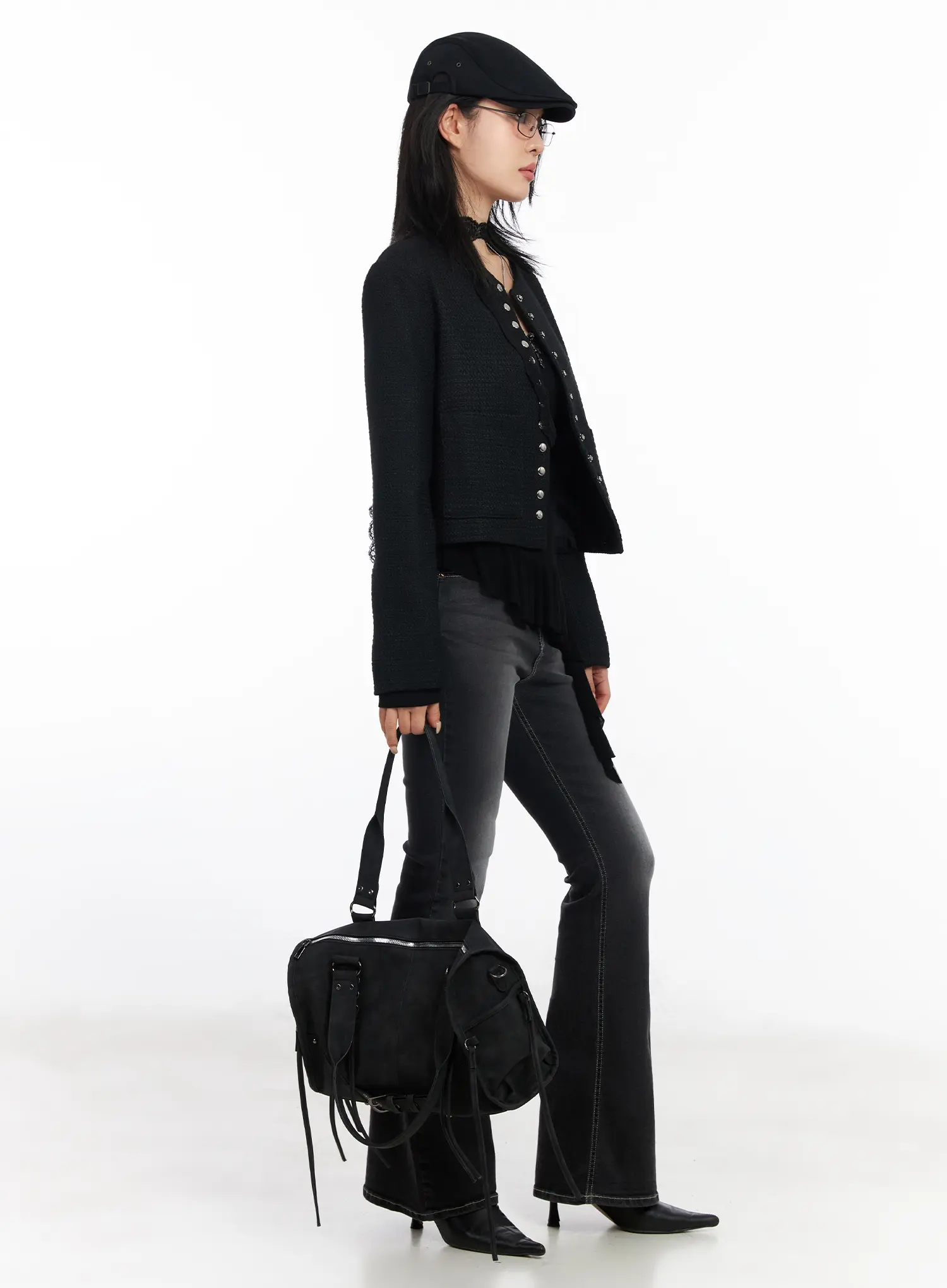 Tweed Snap Button Jacket CF527 - Image 8