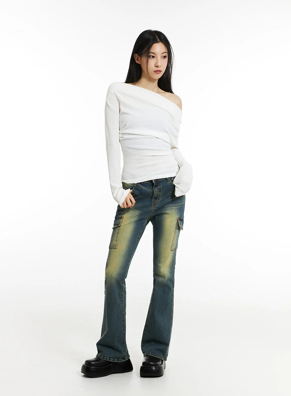 Wide Neck Off-Shoulder Tee IN308 - Image 3