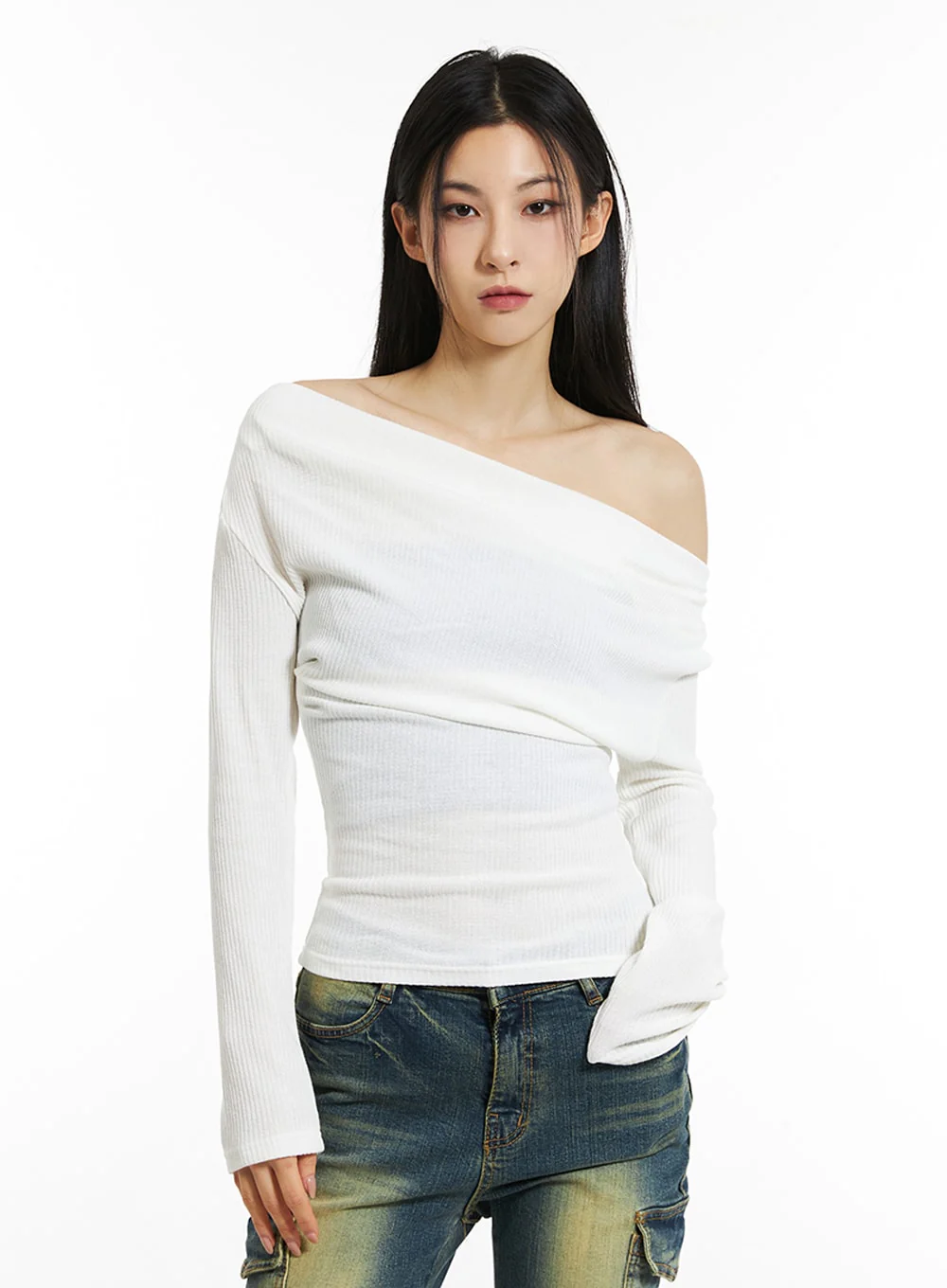 Wide Neck Off-Shoulder Tee IN308 - Image 4